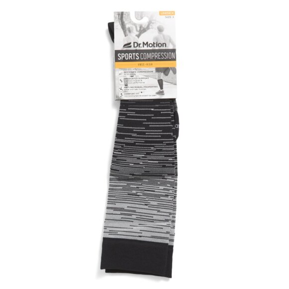 DR MOTION Black/grey Ombre Waves Sport Compression Knee High Socks - Picture 1 of 1